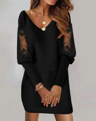 Holly™ Elegant Long Sleeve Patchwork Dress