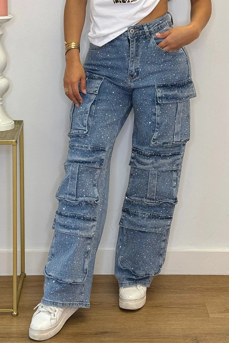 Lexy™ Rhinestone Cargo Jeans