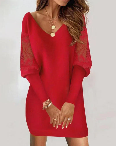 Holly™ Elegant Long Sleeve Patchwork Dress