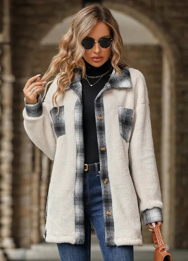 Livia™ Plaid Plush Coat - Navenport