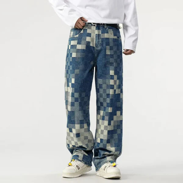 Lingo™ Wide Jeans with Pixelated Pattern