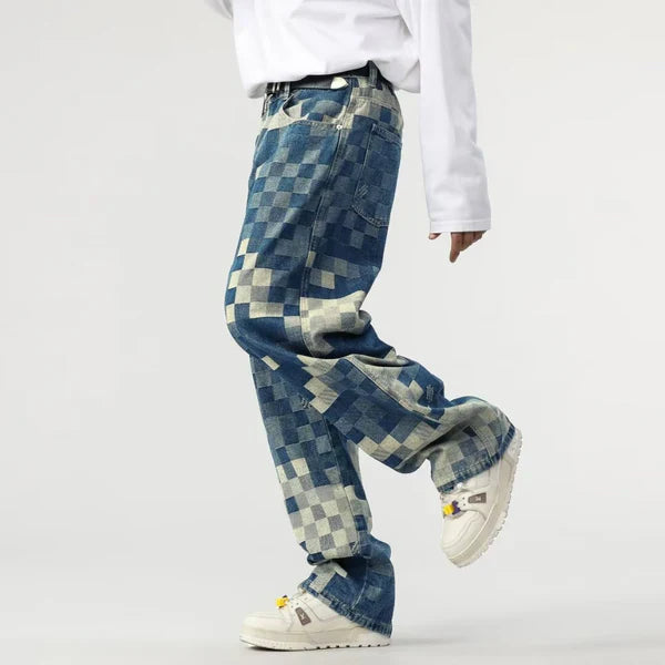 Lingo™ Wide Jeans with Pixelated Pattern