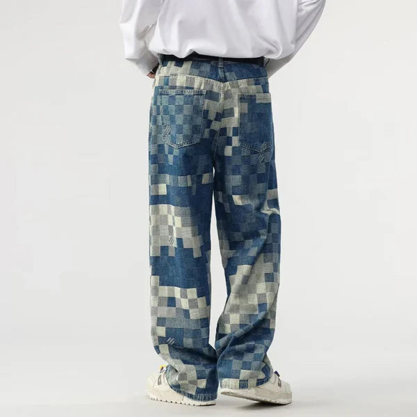 Lingo™ Wide Jeans with Pixelated Pattern