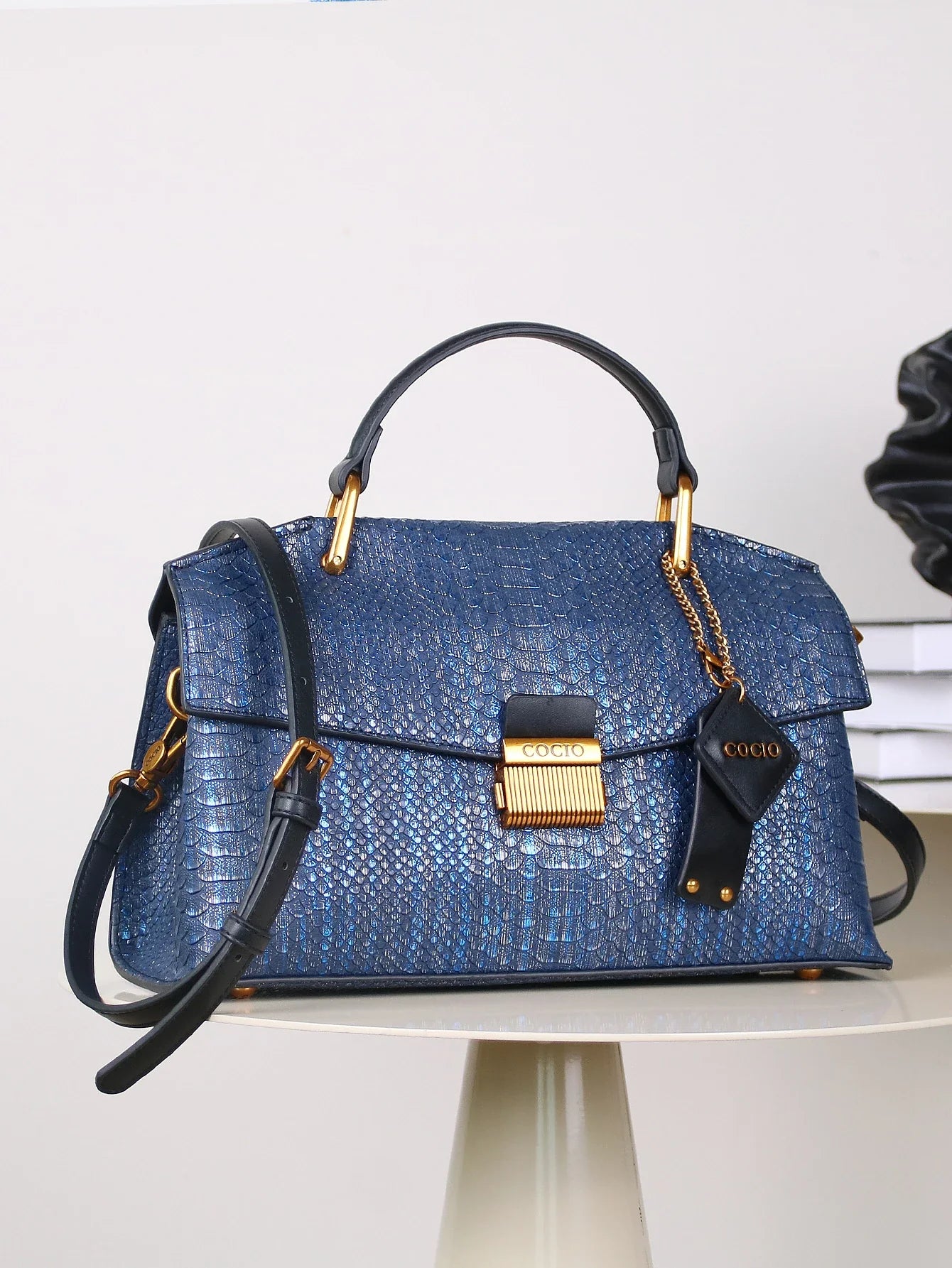 Cocio Embossed Snake-Print Bag