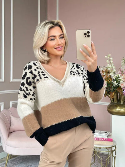 Cheyenne™ Casual Sweater with Leopard Design