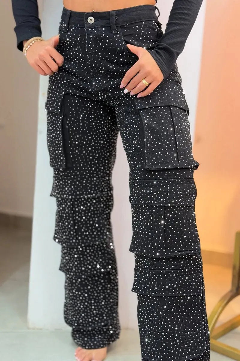 Lexy™ Rhinestone Cargo Jeans